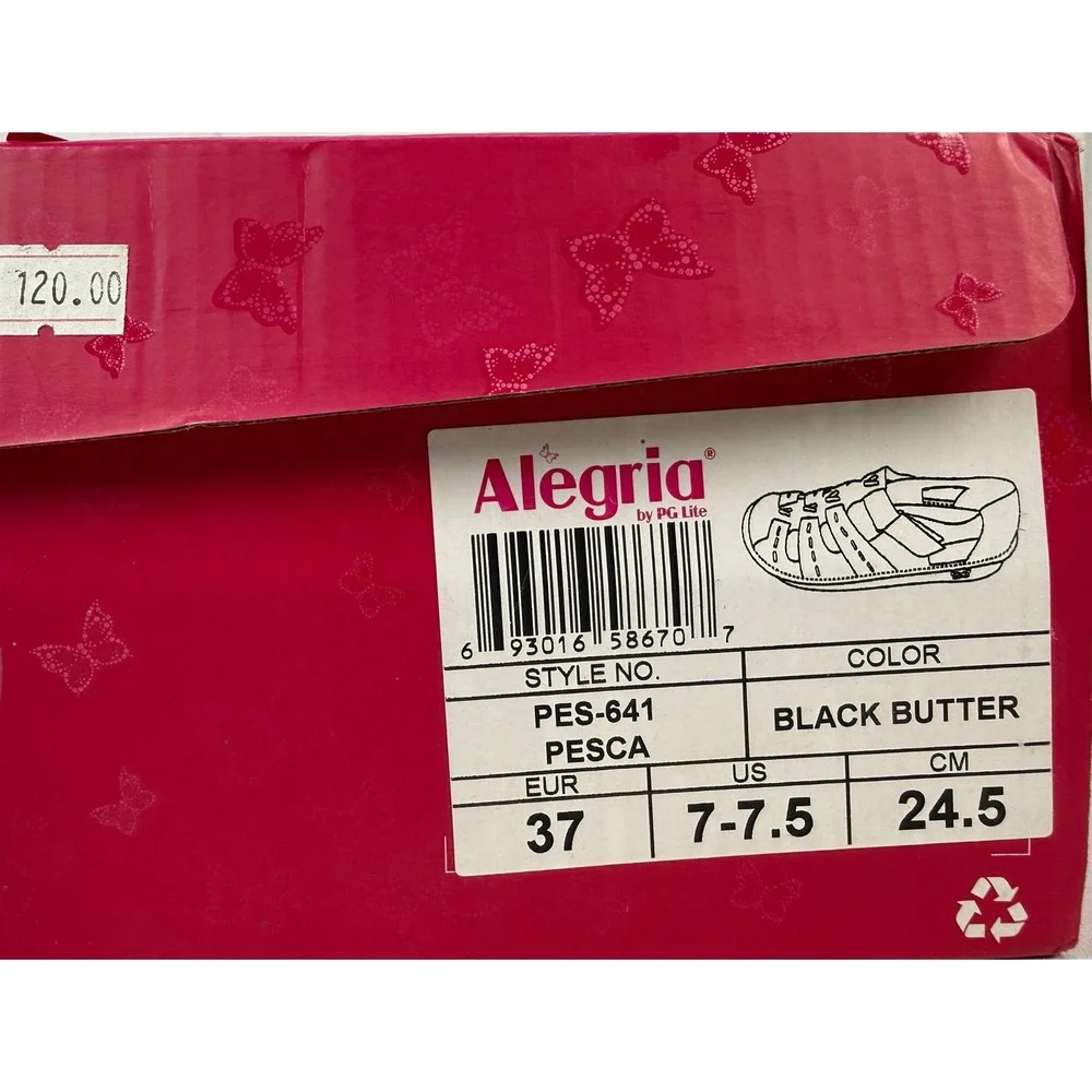 Alegria Pesca Fisherman Sandals Womens US 7 7.5 EU 37 Black Butter Leather